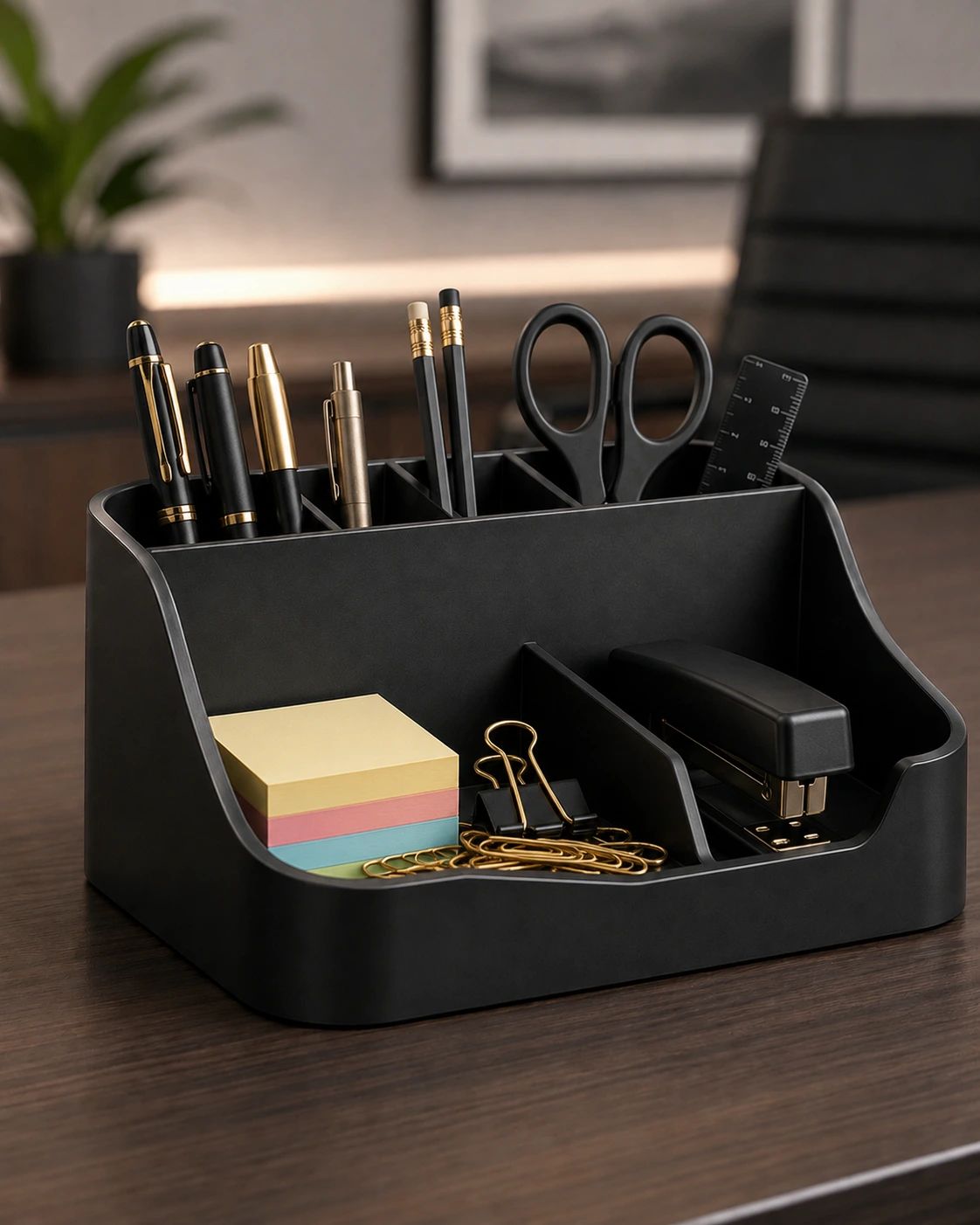 Organizador de mesa com Porta-Canetas e Compartimentos